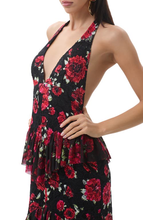 Afrm Athens Floral Print Halter Maxi Dress In Multi