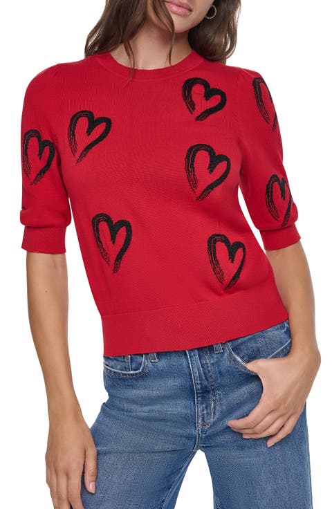 Heart Short Sleeve Sweater
