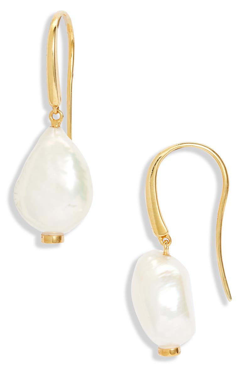 Nura Pearl Drop Earrings, Main, color, 18CT GOLD VERMEIL/ST SILVER