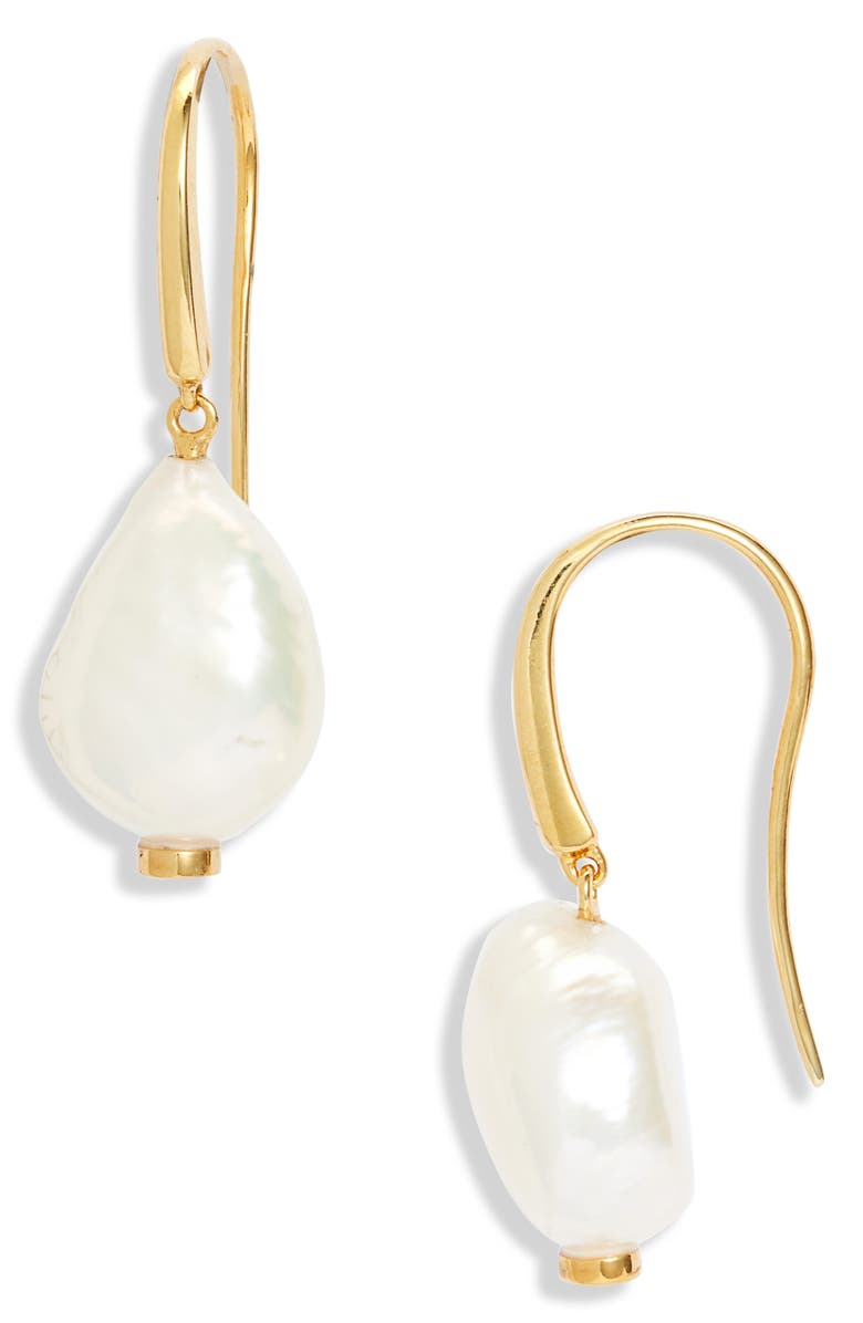 Monica Vinader Nura Pearl Drop Earrings, Main, color, 18Ct Gold Vermeil/St Silver