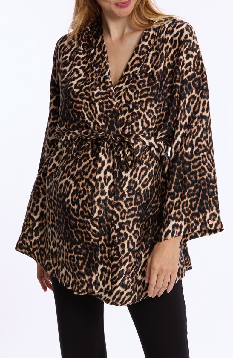 Cache Coeur Roxane Maternity and Nursing Kimono-inspired Blouse, Alternate, color, Leopard