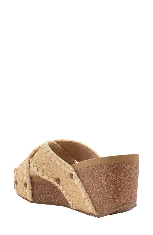 Volatile Antigua Platform Wedge Slide Sandal In Natural Raffia
