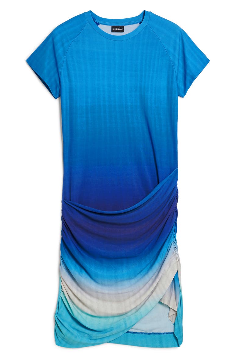 Short Sleeve Asymmetric Sheath Dress, Alternate, color, BLUE