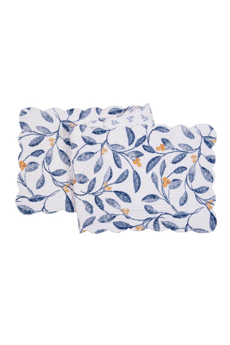Laurelwood Vine Berries 100% Cotton Quilted Table Runner 14" x 51", Main, color, Blue
