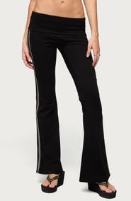 EDIKTED Charly Stripe Foldover Flare Pants