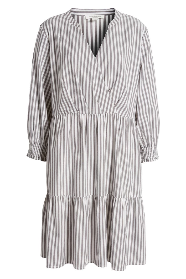 Azalea Stripe Tiered Cotton Blend Dress, Alternate, color, SILVER LINING