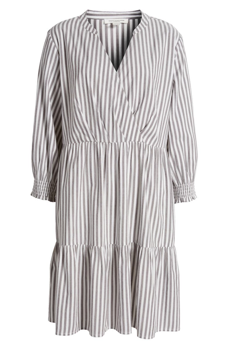 beachlunchlounge Azalea Stripe Tiered Cotton Blend Dress, Alternate, color, Silver Lining