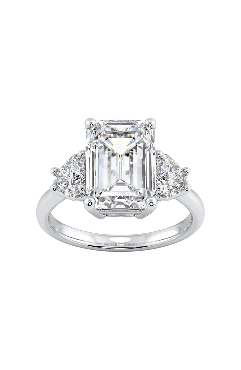 Bliss Diamond Certified 4 1/2Ct Emerald & Heart 3-Stone Diamond Ring 14k Gold Lab Grown, Main, color, 