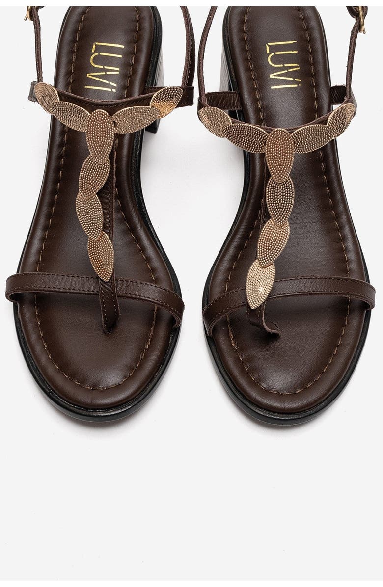 Forever & Always Shoes Serona Leather Block Heel Sandal, Alternate, color, Brown
