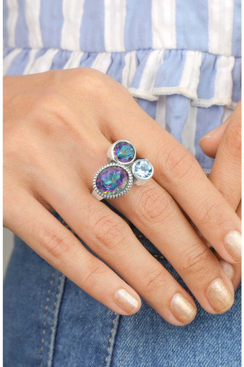 Quartz Cluster Statement Ring, Alternate, color, PURPLE