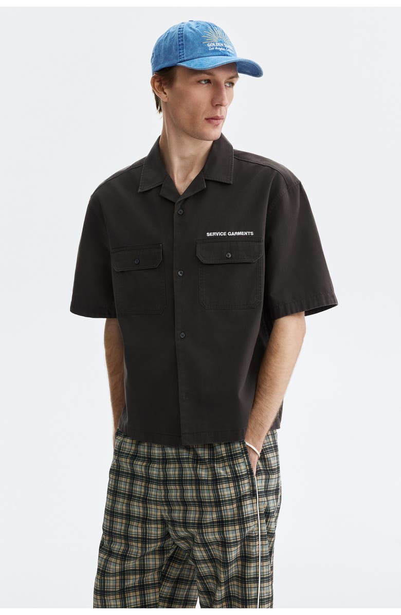 H&M Relaxed-fit short-sleeved utility shirt, Main, color, Dark Gray/Service Garments
