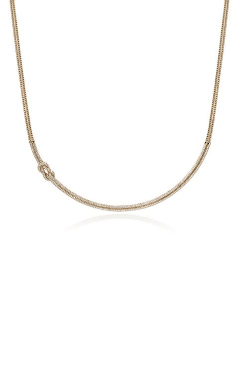 Love Knot Necklace, Gold, Diamonds