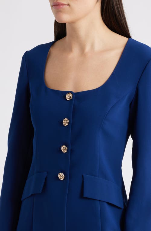 Amanda Uprichard Kya Long Sleeve Romper In Blue