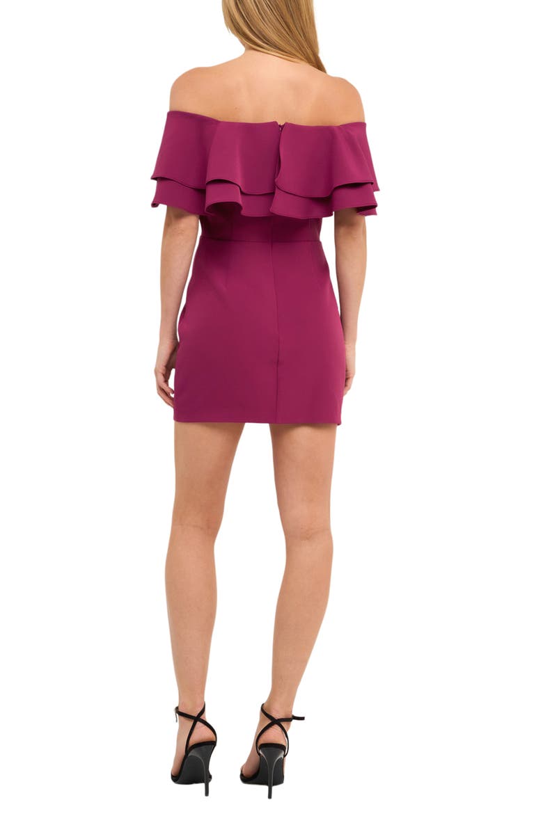Ruffle Off the Shoulder Minidress, Alternate, color, PLUM