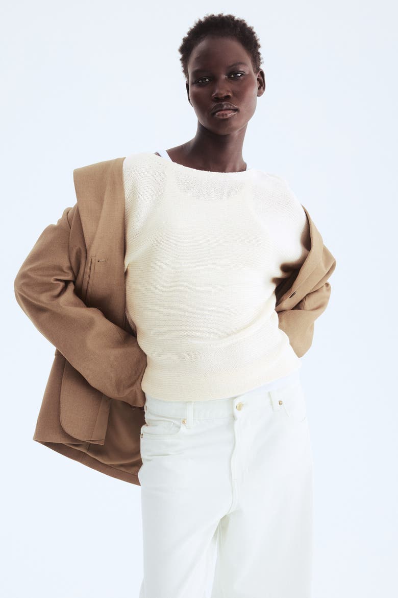Boat-neck Jumper, Alternate, color, Cream