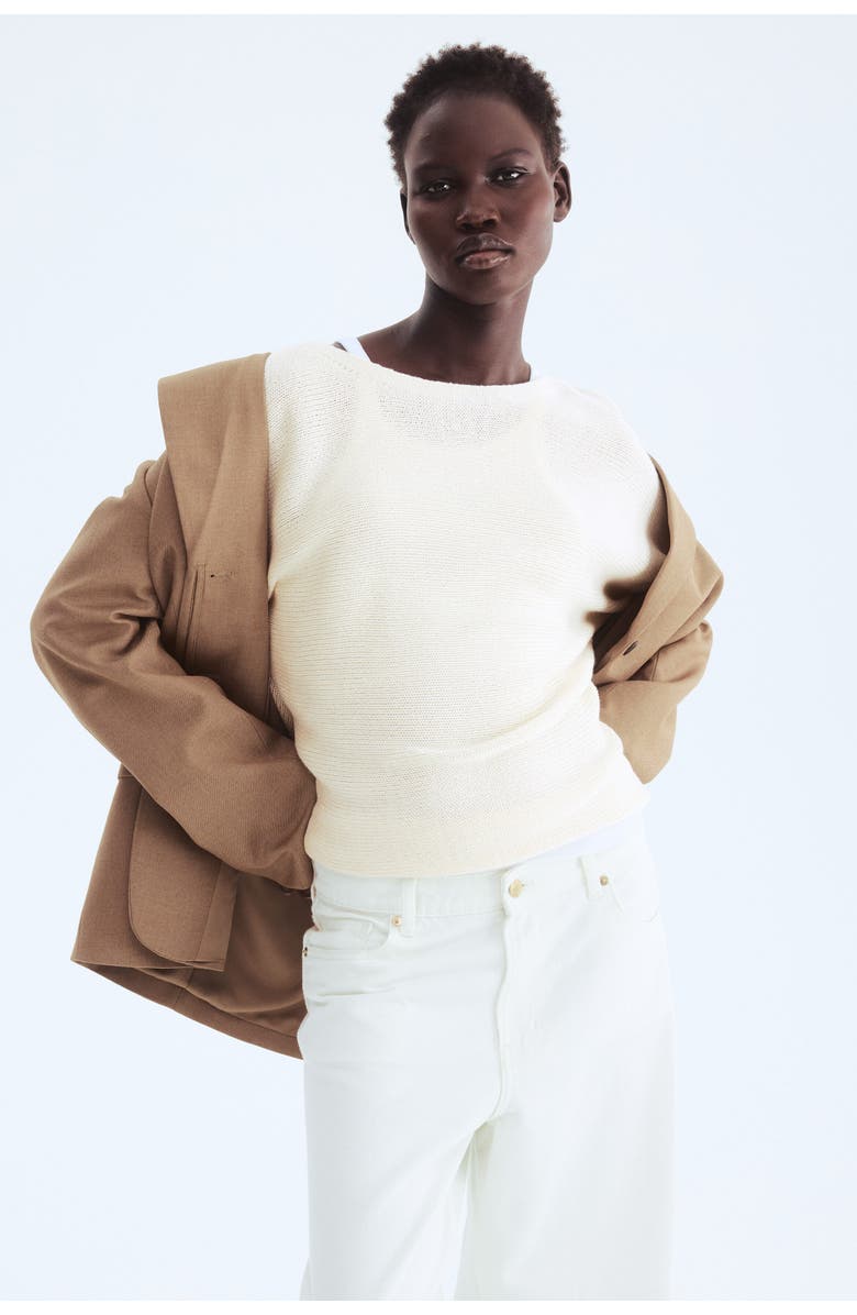 H&M Boat-neck Jumper, Alternate, color, Cream