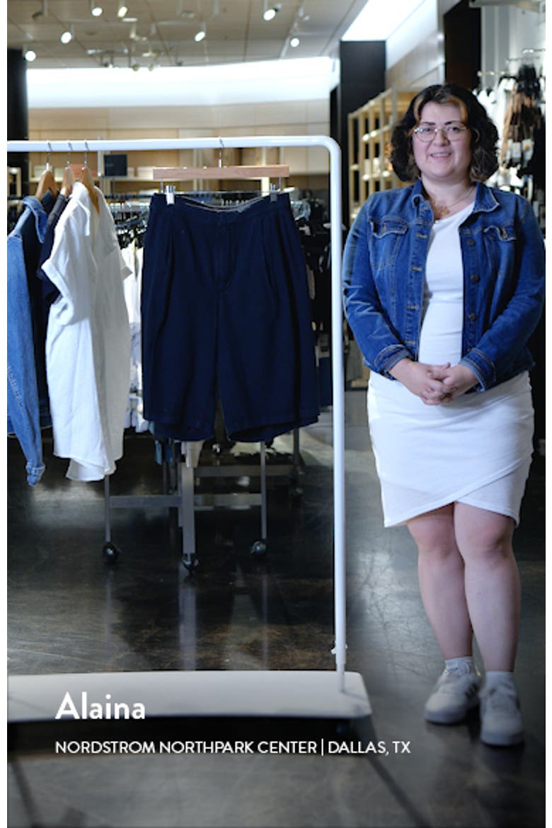 Relaxed High Waist Denim Bermuda Shorts video