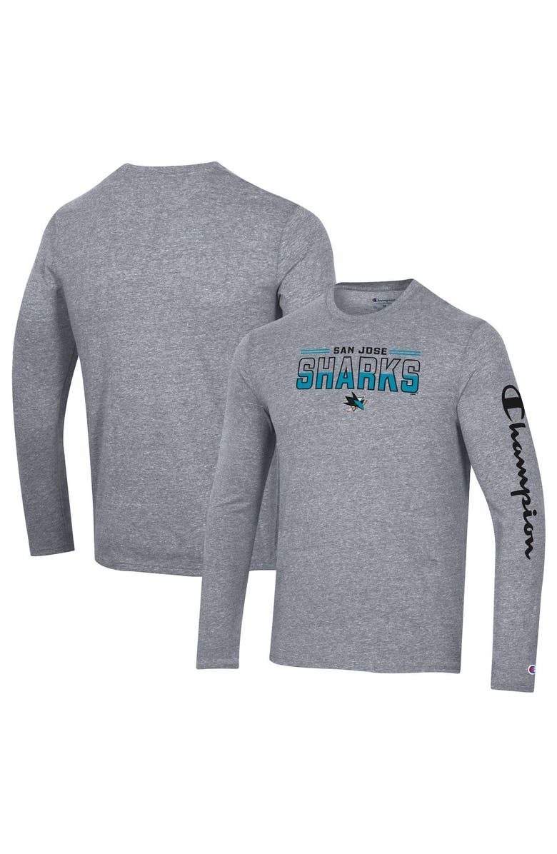 Champion Men's Champion Heather Gray San Jose Sharks Tri-Blend Long Sleeve T-Shirt, Main, color, Gray
