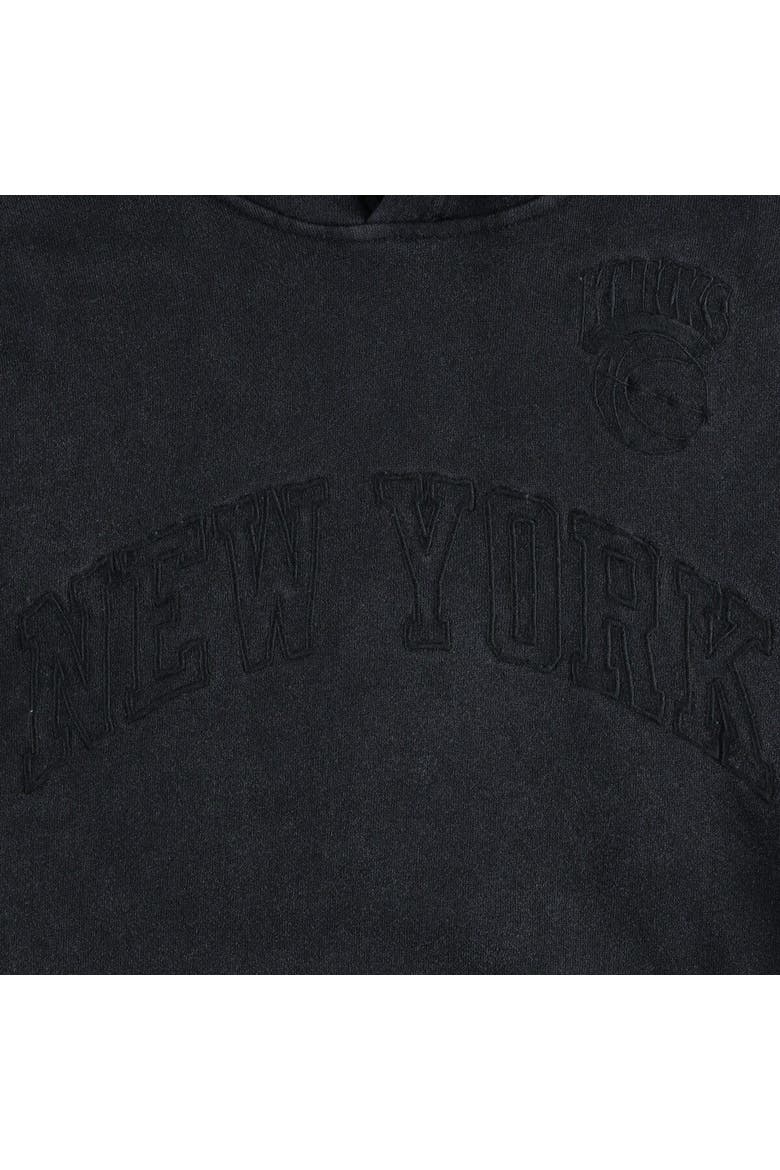 Men's Mitchell & Ness Black New York Knicks Tonal Short Sleeve Pullover Hoodie, Alternate, color, Black