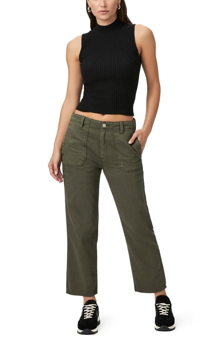 PAIGE Kirby Button Fly Crop Flare Jeans, Alternate, color, Vintage Forester Green