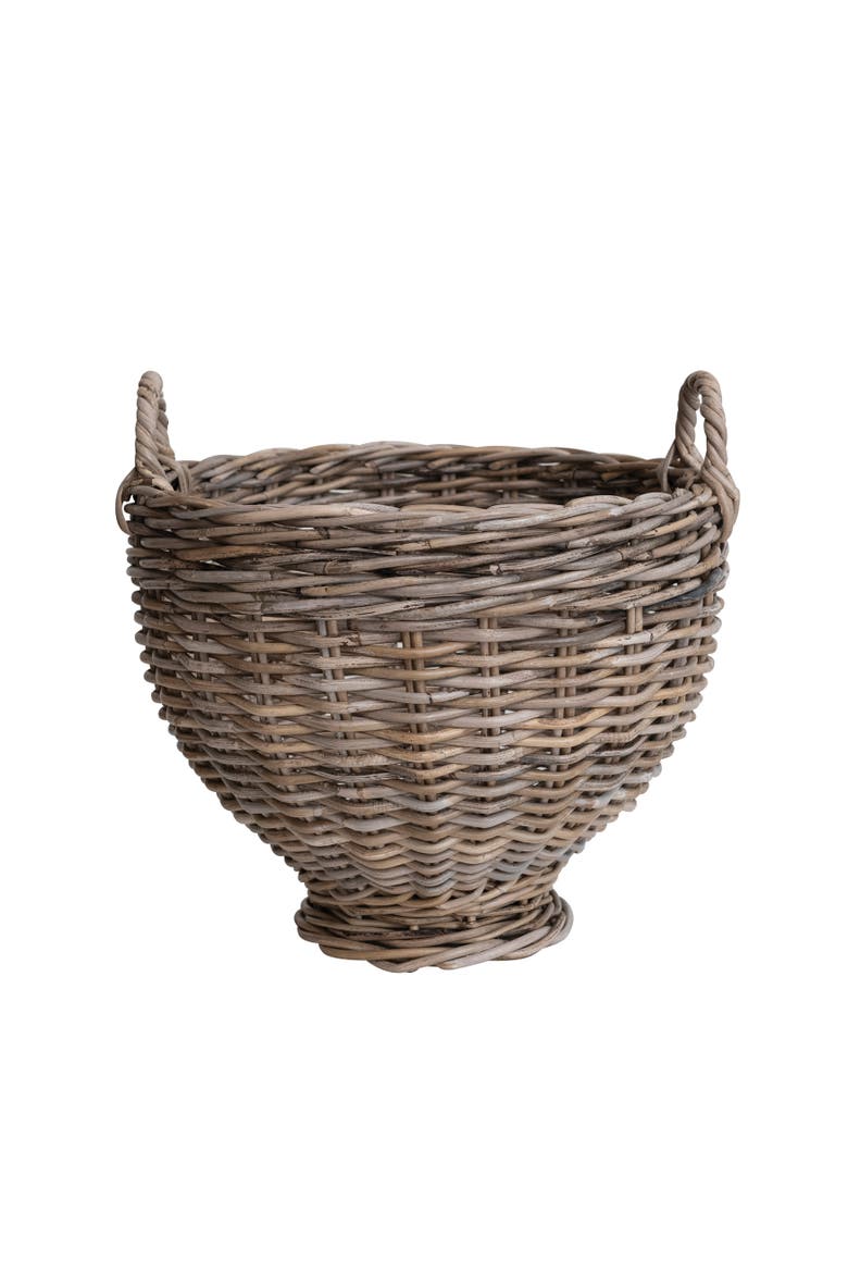 Round Woven Rattan Footed Basket Storage, Natural, Main, color, Natural