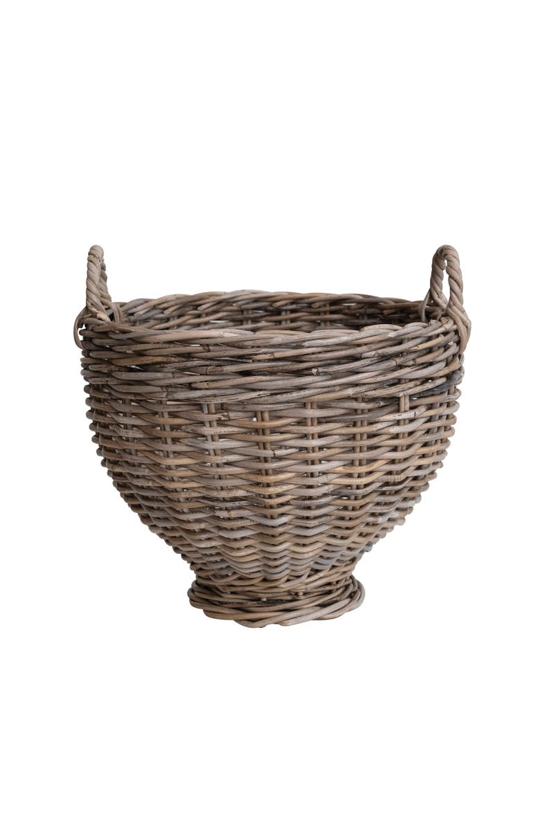 Storied Home Round Woven Rattan Footed Basket Storage, Natural, Main, color, Natural
