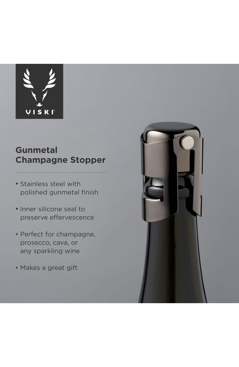Viski Warren Champagne Stopper, Alternate, color, Black