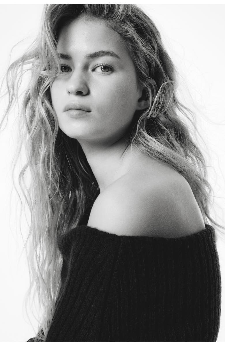 H&M Rib-knit Off-the-shoulder Dress, Alternate, color, 