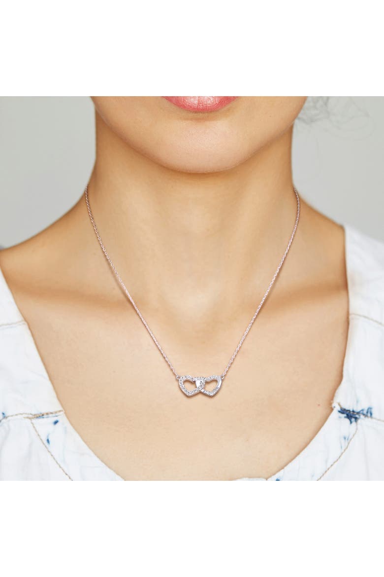 White Topaz Heart Interlocked Necklace, Alternate, color, White Topaz