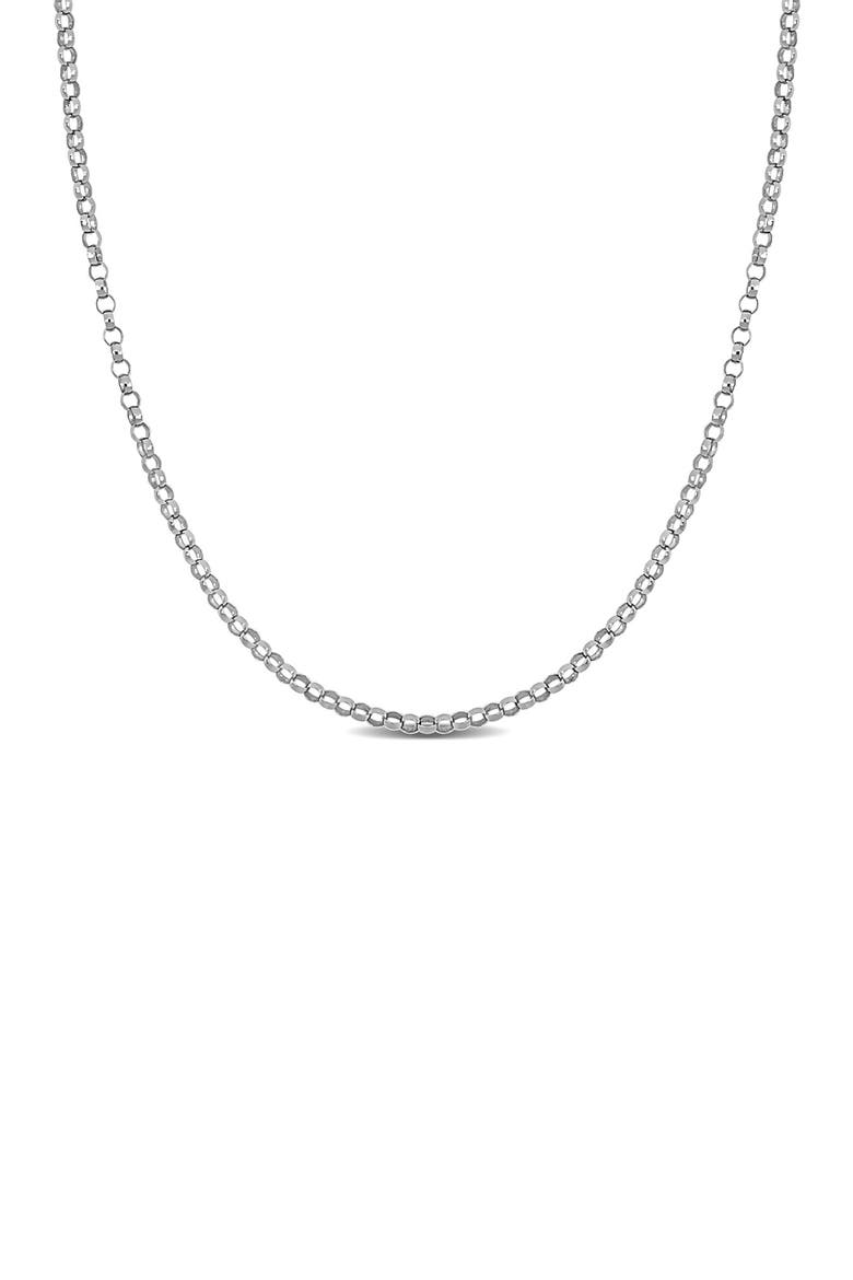 Rolo Link Chain Necklace, 1.50mm, Main, color, WHITE GOLD