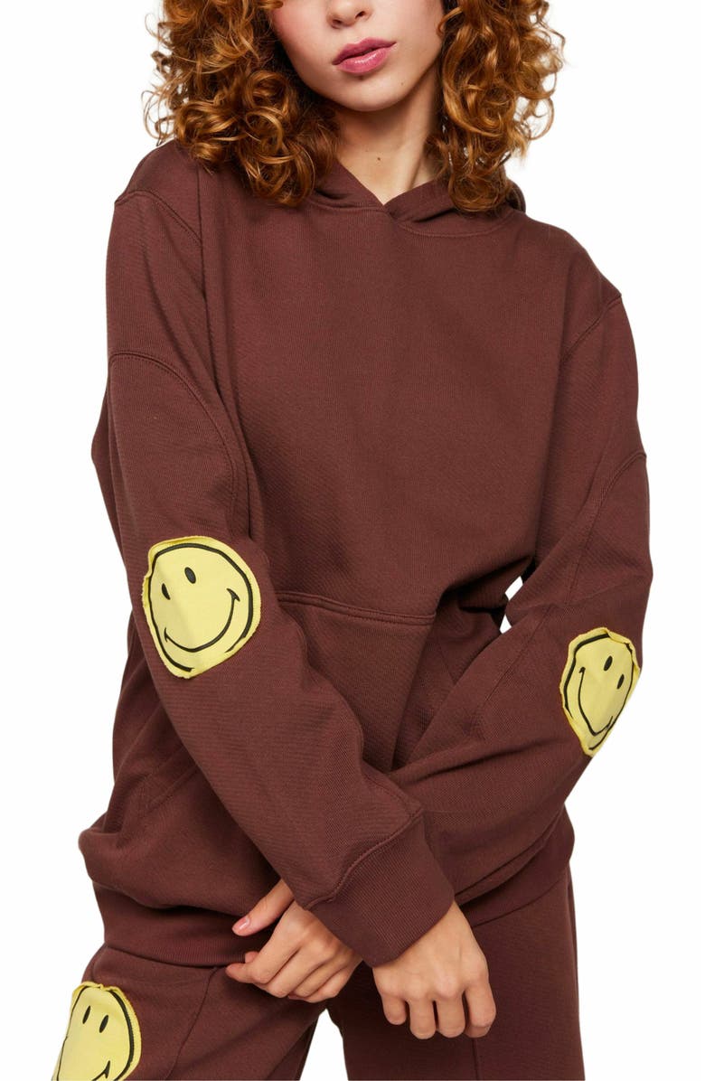 Samii Ryan SMILEY OVERSIZED HOODIE, Main, color, Brown