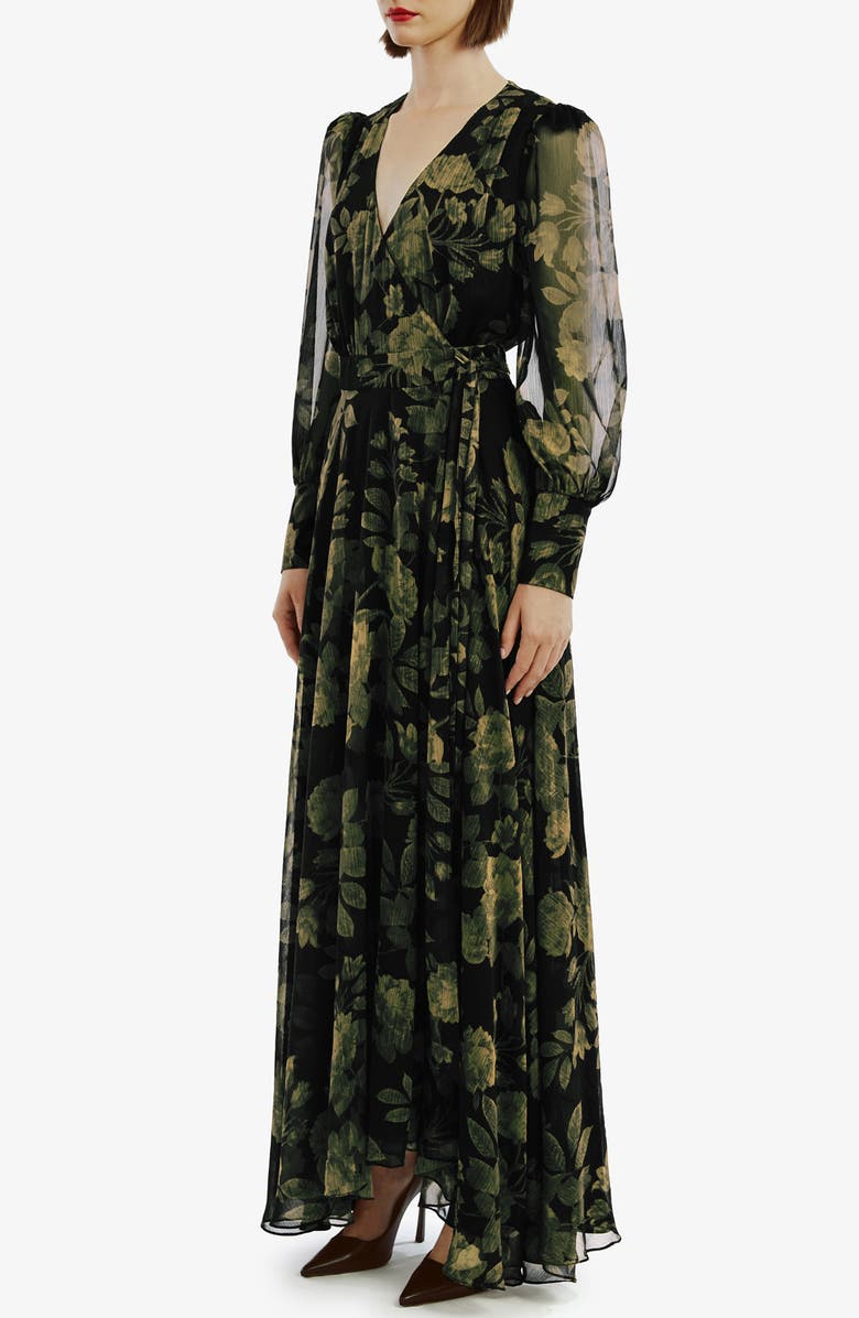 Bardot Lucianna Long Sleeve Maxi Wrap Dress, Alternate, color,