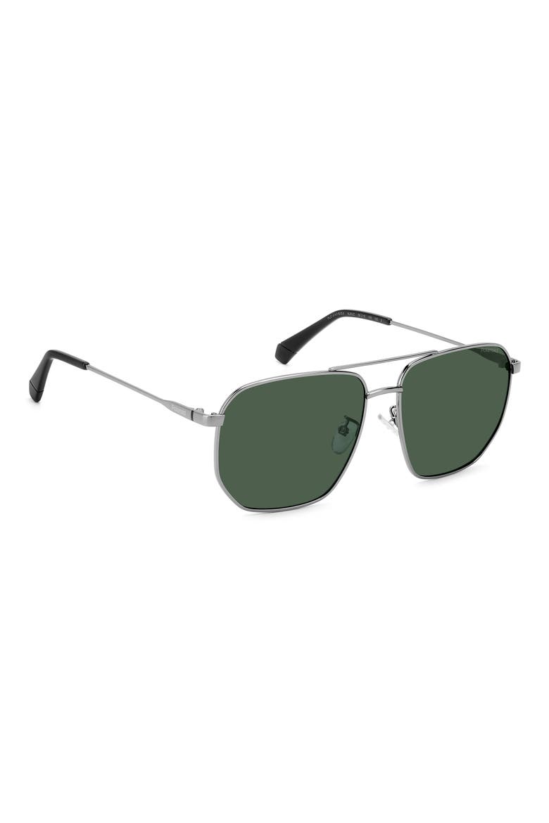 59mm Polarized Rectangular Sunglasses, Alternate, color, RUTHENIUM/ GREEN POLARIZED