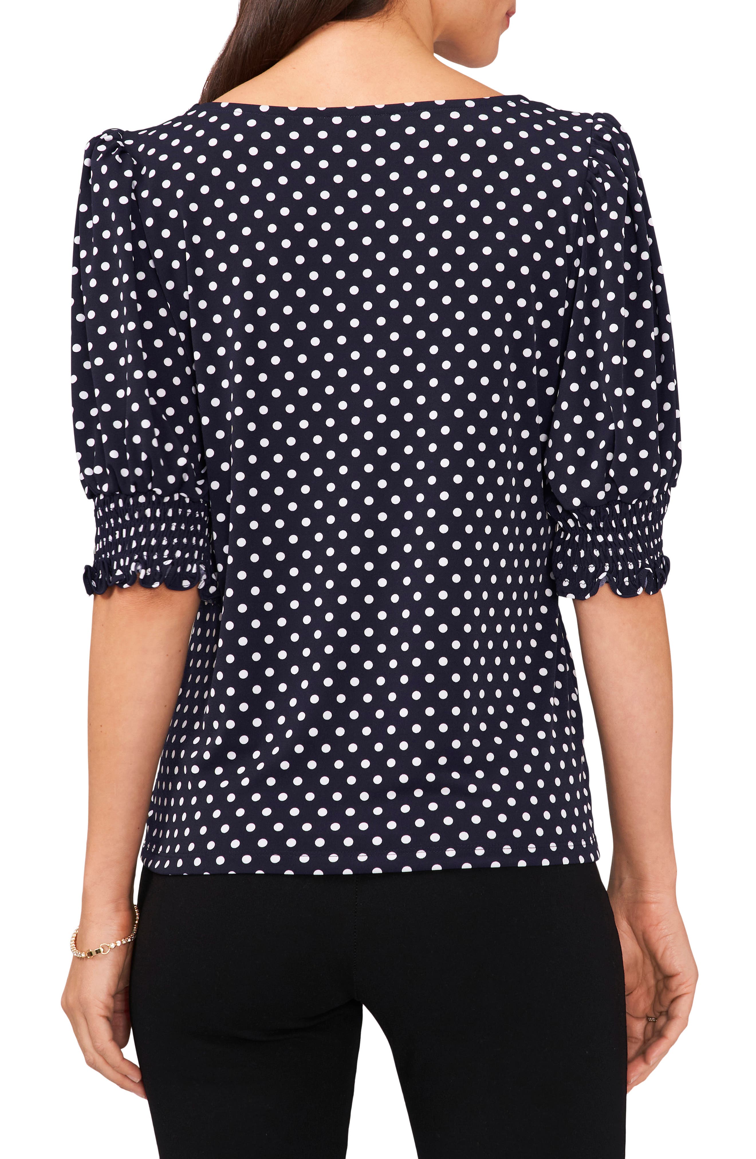 Square Neck Smocked Sleeve Blouse - image 2