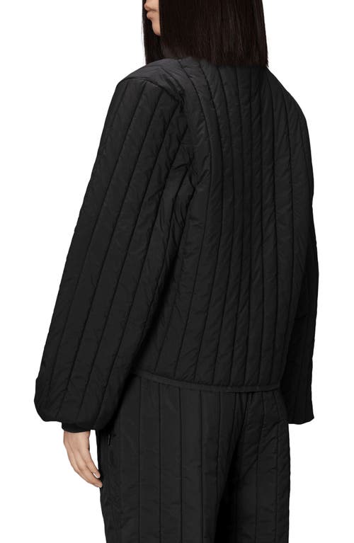 Rains Banja Water Resistant Channel Quilted Bomber Jacket In Black