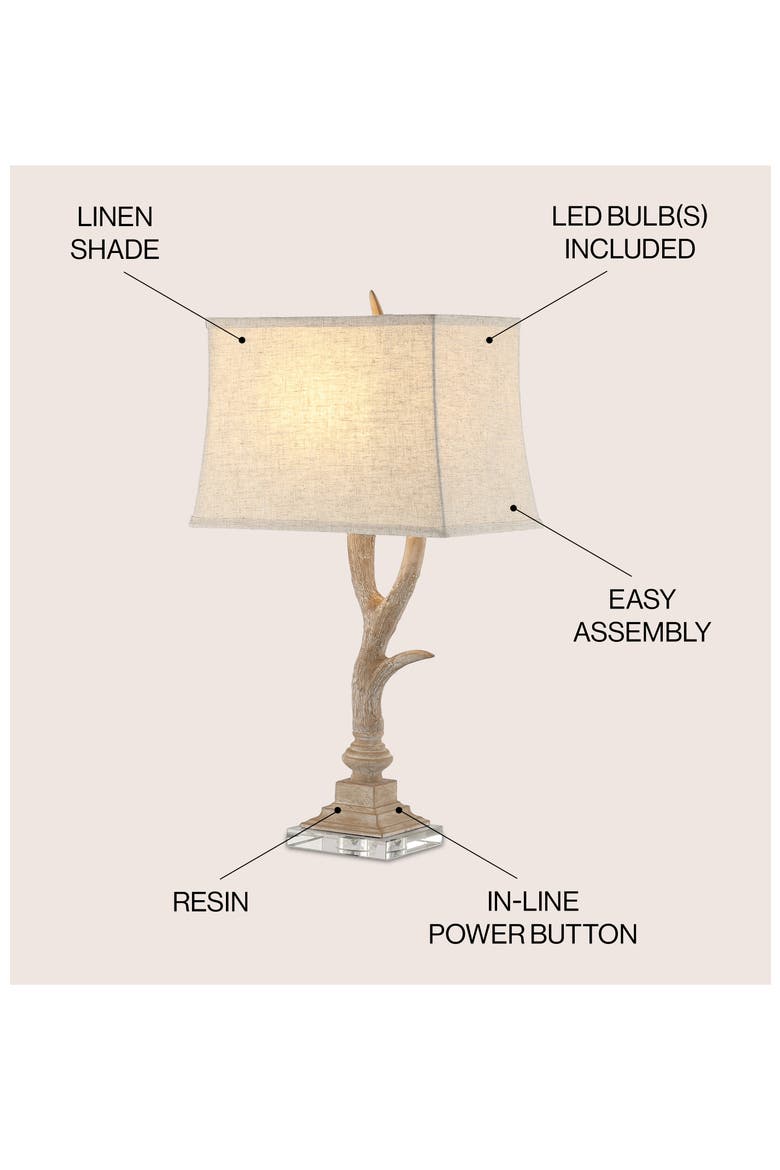 Antler 29.5" Rustic Resin/Crystal LED Table Lamp, Alternate, color, Beige