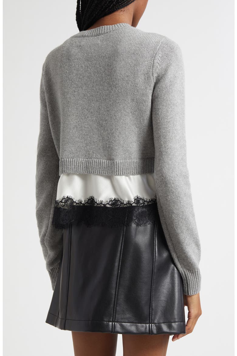 Zyla Mixed Media Sweater, Alternate, color, HEATHER GREY/ IVORY/ BLACK