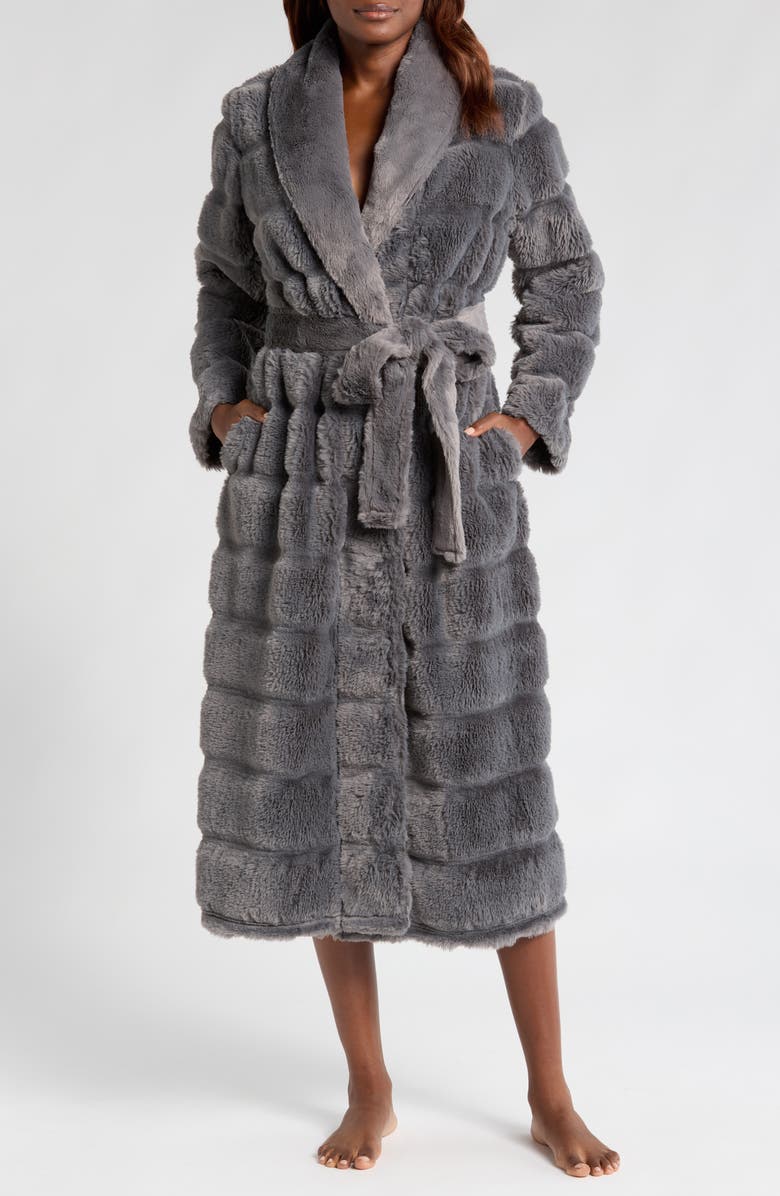 Nordstrom Rib Faux Fur Robe, Main, color,
