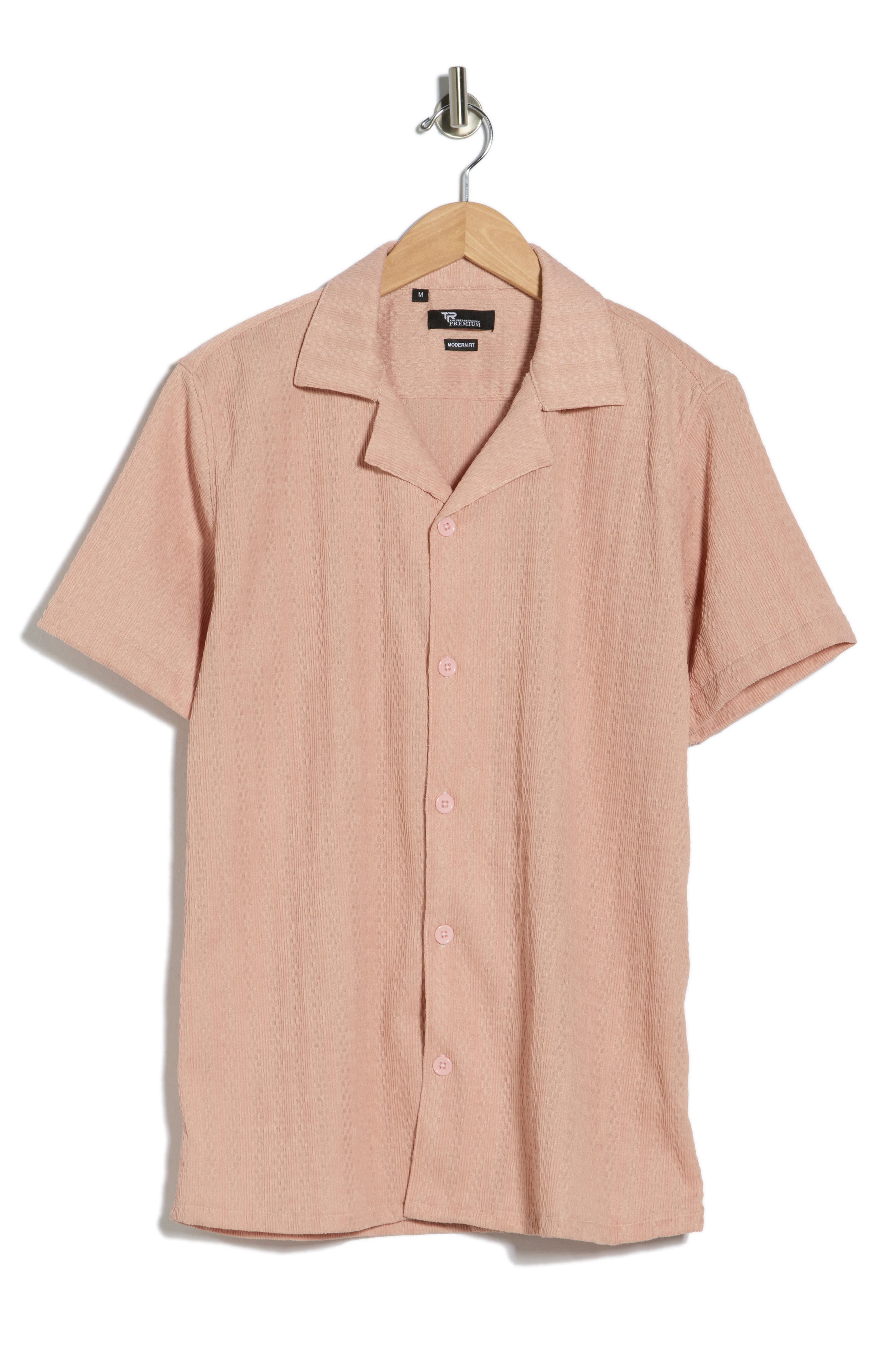 T.R. PREMIUM Modern Fit Textured Camp Shirt