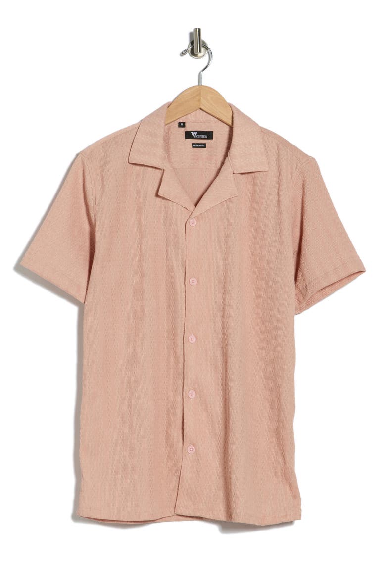 Modern Fit Textured Camp Shirt, Alternate, color, DUSTY PINK