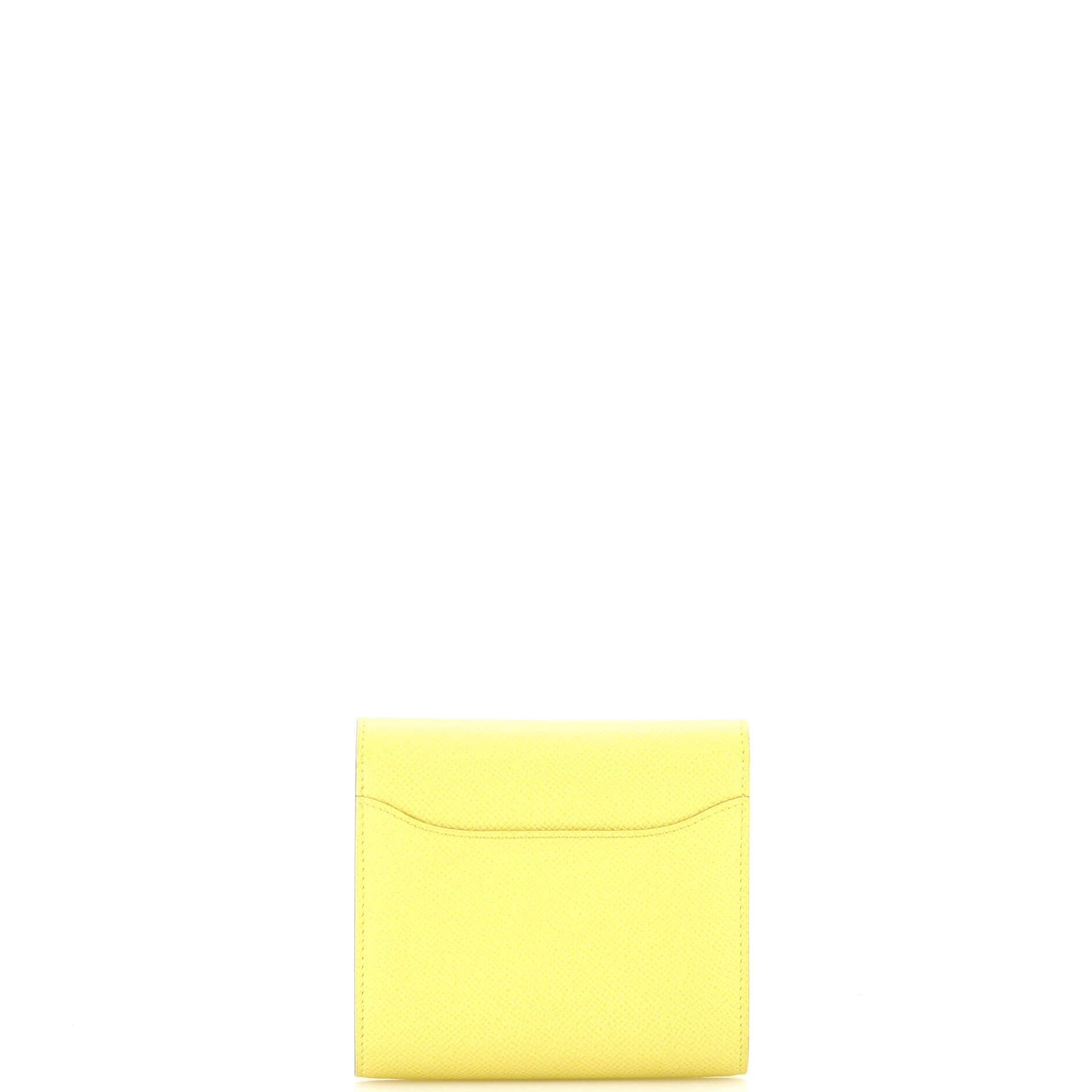 Pre-Owned Hermes Constance Wallet Epsom Compact, Alternate, color, Soufre