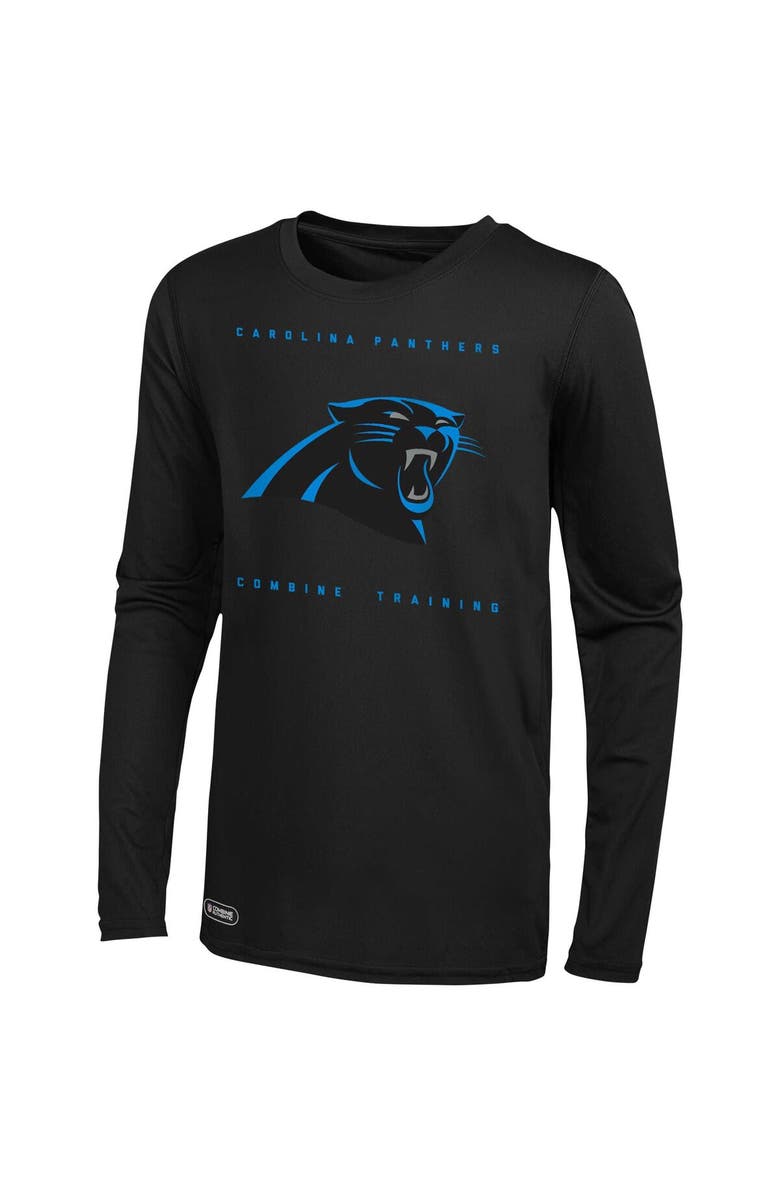 Outerstuff Men's Black Carolina Panthers Side Drill Long Sleeve T-Shirt, Alternate, color, 