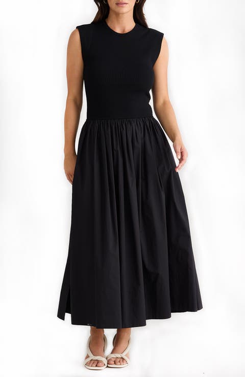 Daphne Sleeveless Mixed Media Dress