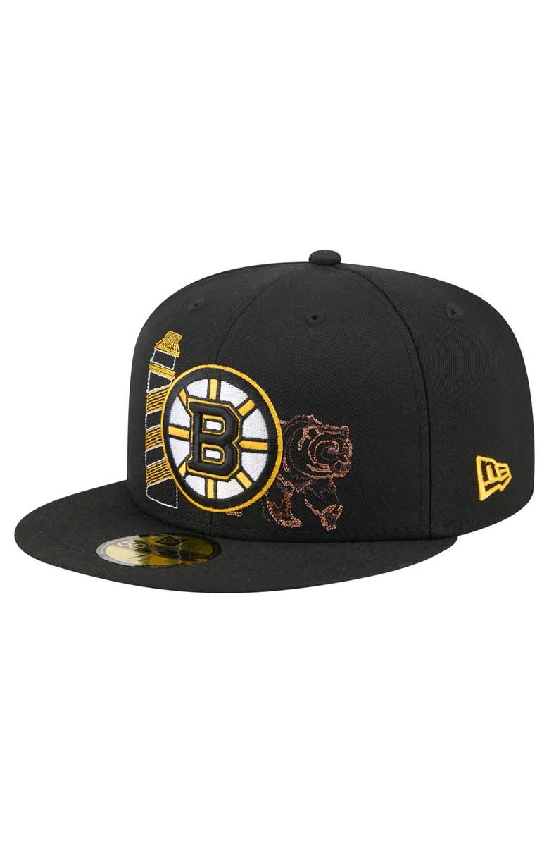 New Era Men's New Era Black Boston Bruins State Stitch 59FIFTY Fitted Hat, Main, color, Black