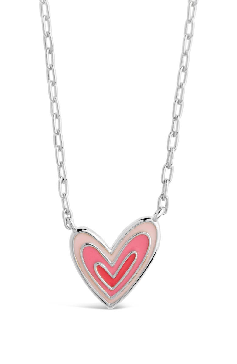 Sterling Forever Amanda Enamel Heart Pendant Necklace, Alternate, color, Silver