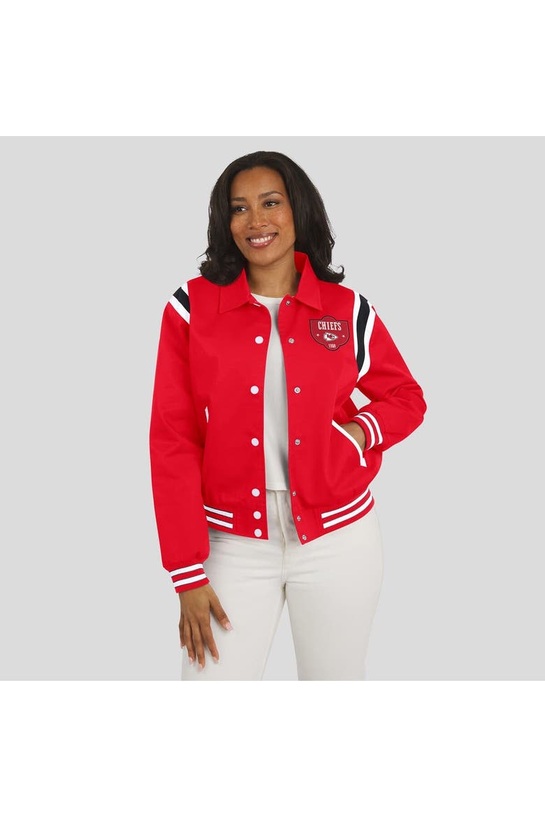Women's WEAR by Erin Andrews Red Kansas City Chiefs Varsity Lightweight Full-Snap Jacket, Alternate, color, Red