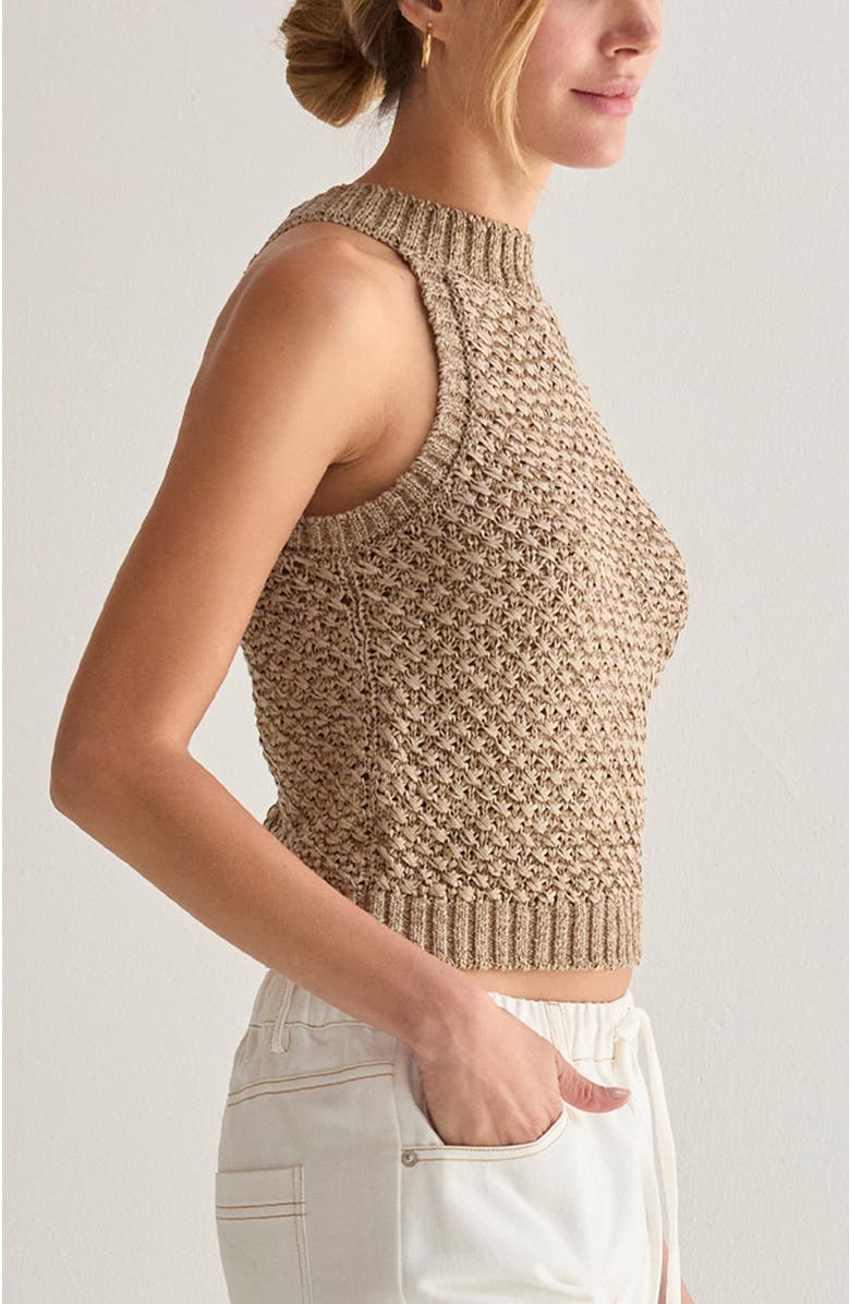CRESCENT Basket Weave Halter Knit Top, Alternate, color, Sand