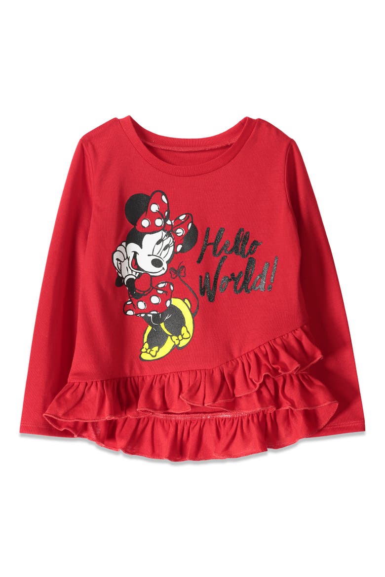 Long Sleeve T-Shirt & Leggings Set, Alternate, color, Red / Black Ruffle
