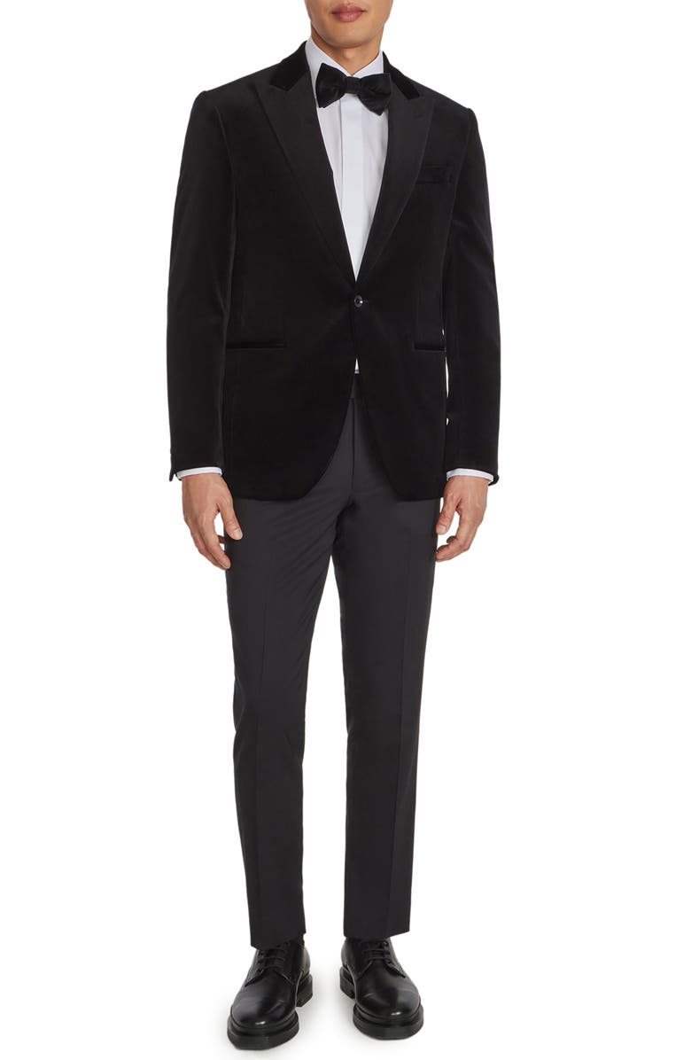 Jack Victor Erie Peak Lapel Velveteen Dinner Jacket, Alternate, color,