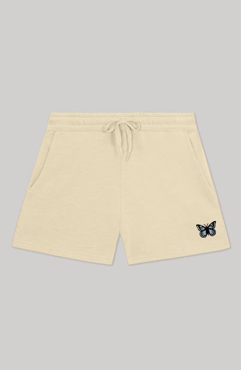 Womens Butterfly Midweight Washed Fleece Shorts